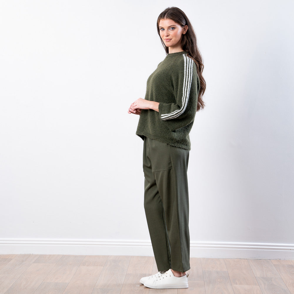 Debbie Knit Jumper Stripe (Khaki)