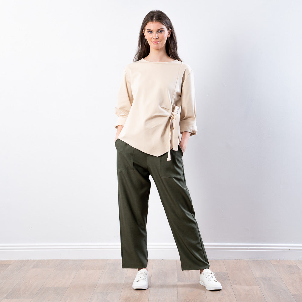 Stella Tie Belt Top (Beige)