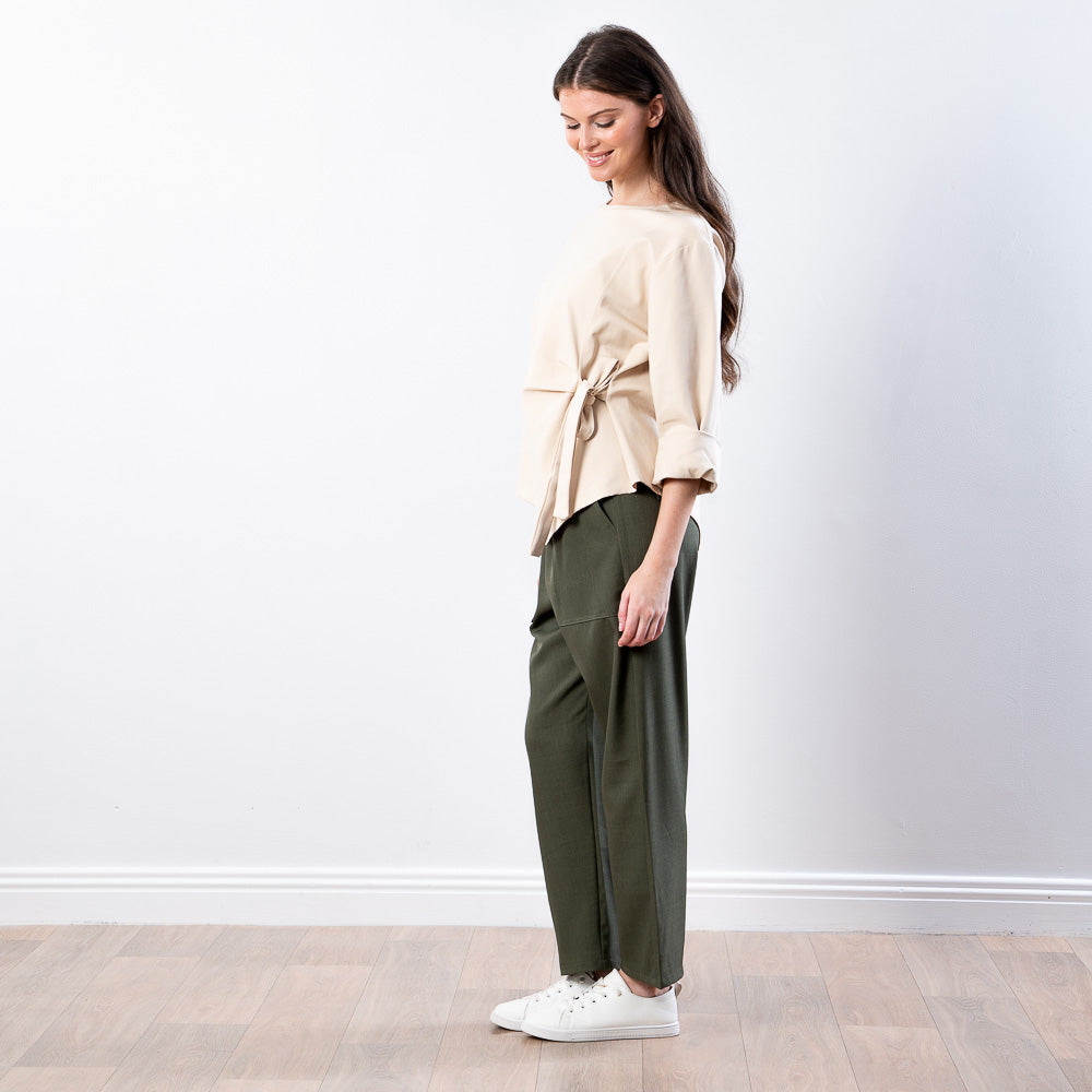 Stella Tie Belt Top (Beige)