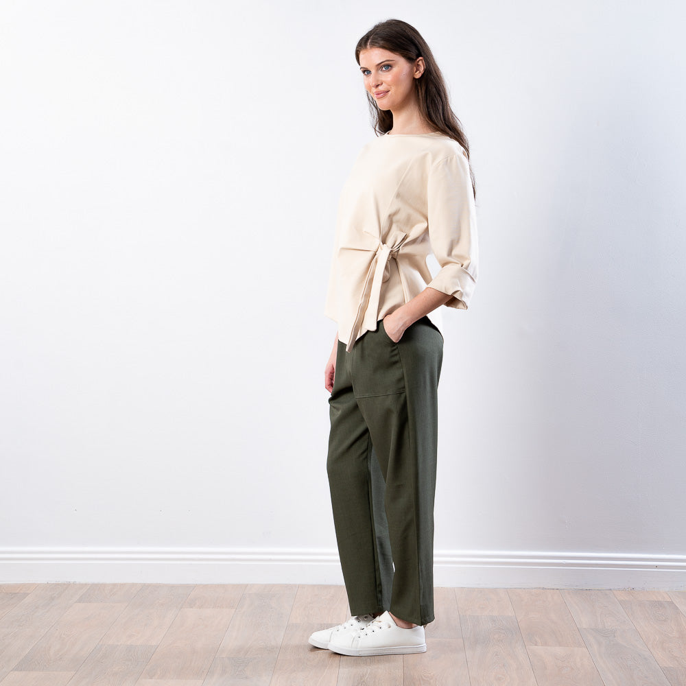 Stella Tie Belt Top (Beige)