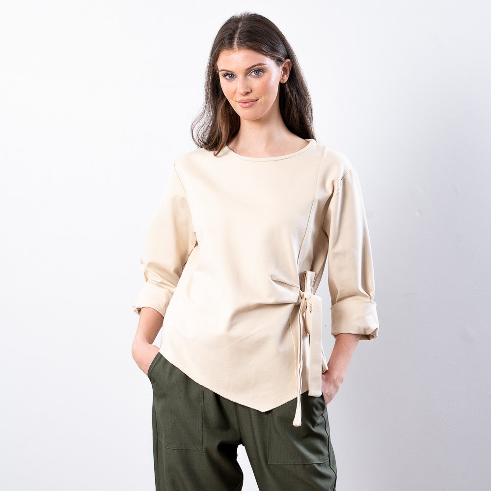 Stella Tie Belt Top (Beige)