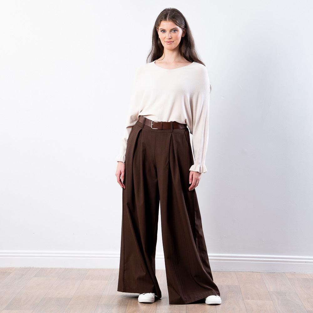 Lexie Batwing V-Neck Top (Beige)