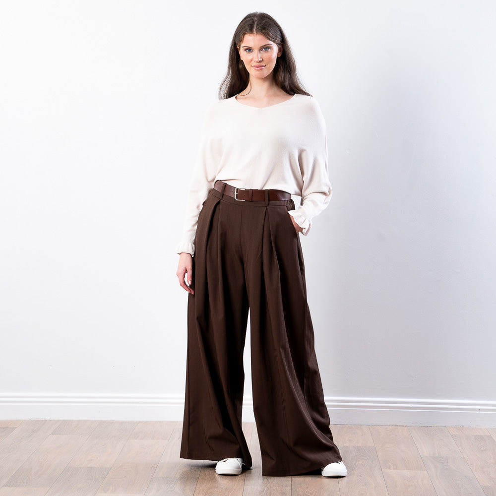 Lexie Batwing V-Neck Top (Beige)