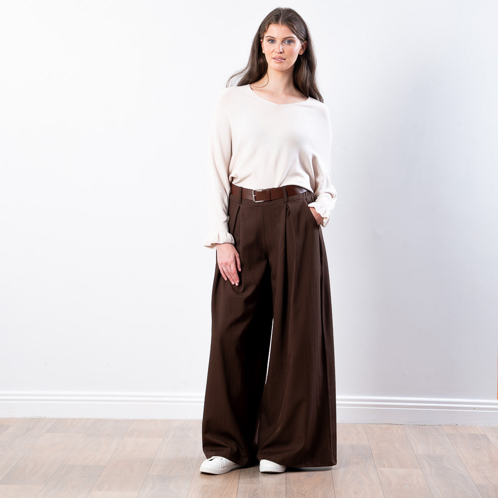Lexie Batwing V-Neck Top (Beige)