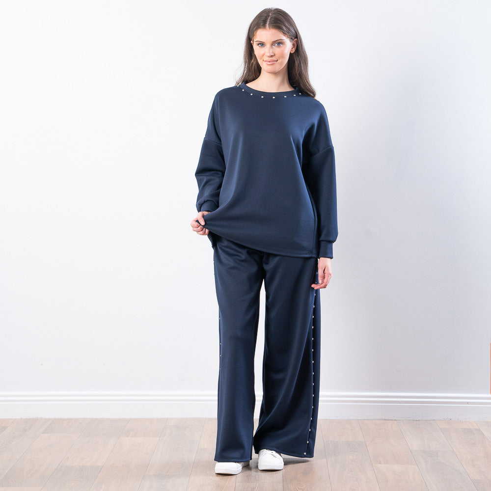 Dixie Co-ord in navy – two-piece co-ord set, approx. 29" inside leg, image 6