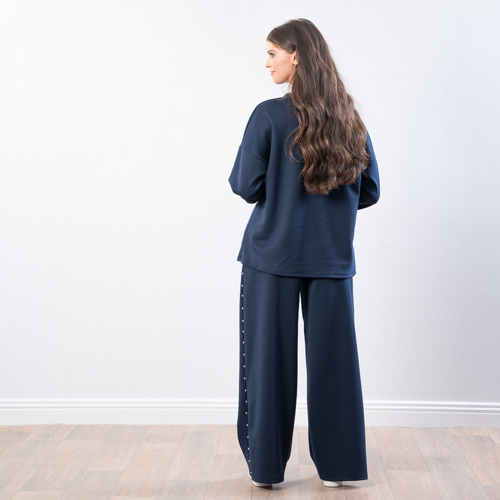 Dixie Co-ord in navy – two-piece co-ord set, approx. 29" inside leg, image 5