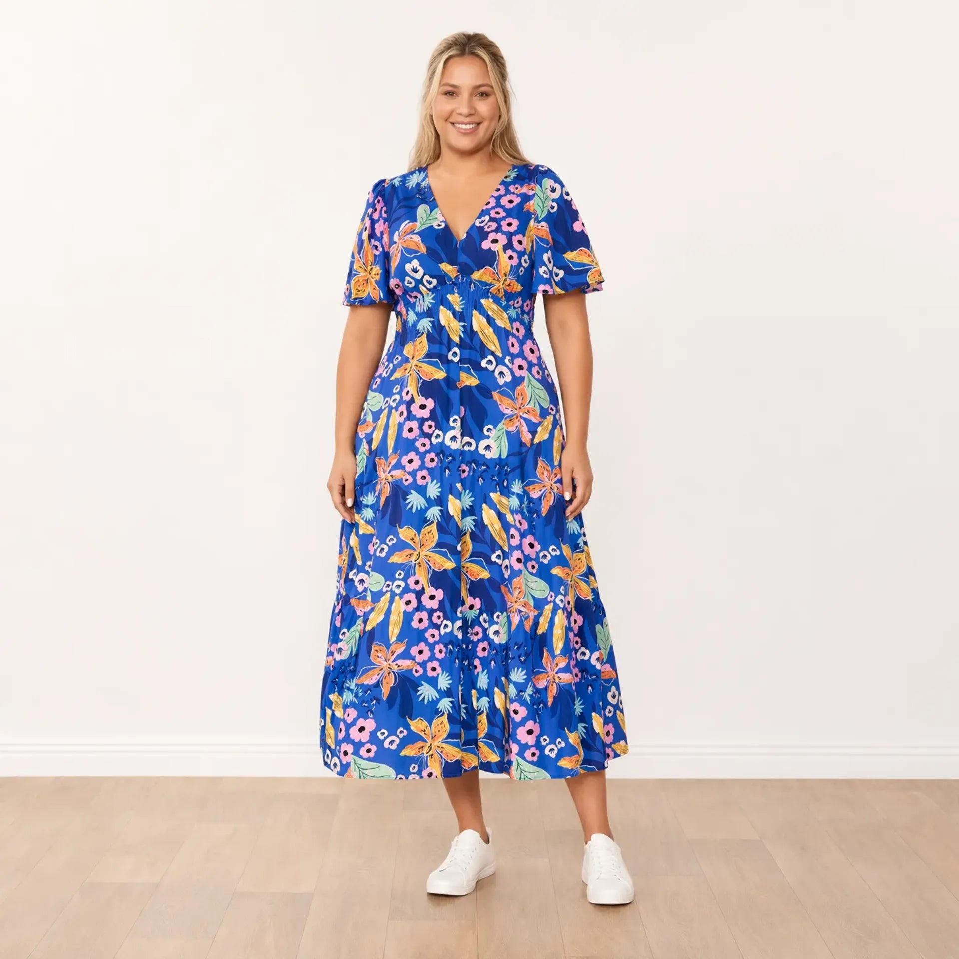 Whitney Dress in navy floral print – women's dress – view 4