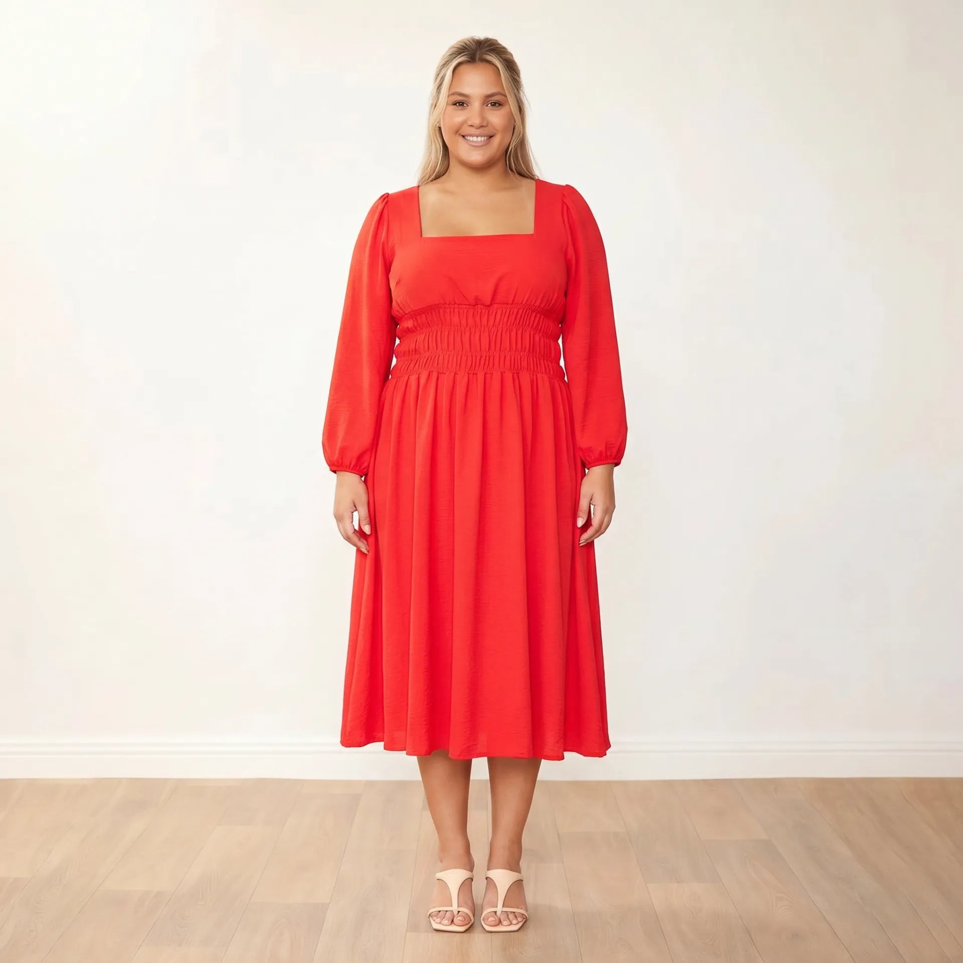 Evelyn Dress Red - Plus Size XXL - Front view