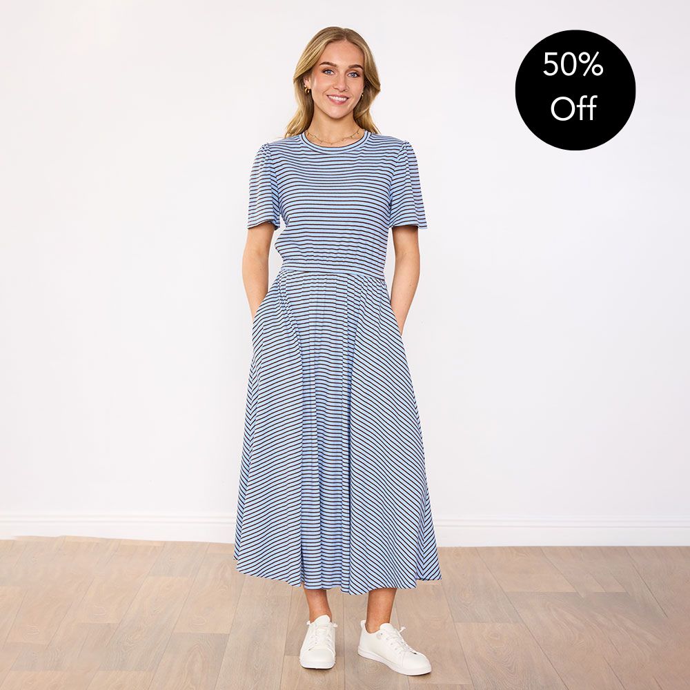 Eilish Dress (Blue/Brown)