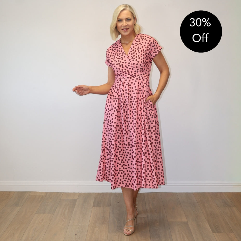 Kennedy Dress (Pink Polka Dot)