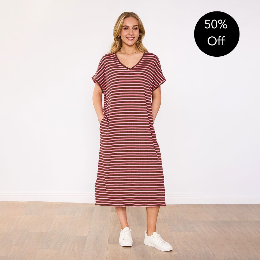 Rory Dress (Brown Stripe)