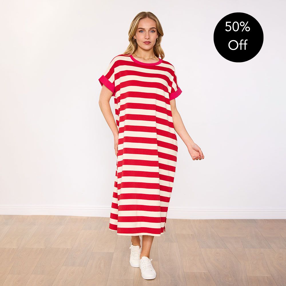 Rachel Dress (Red Stripe/Pink)