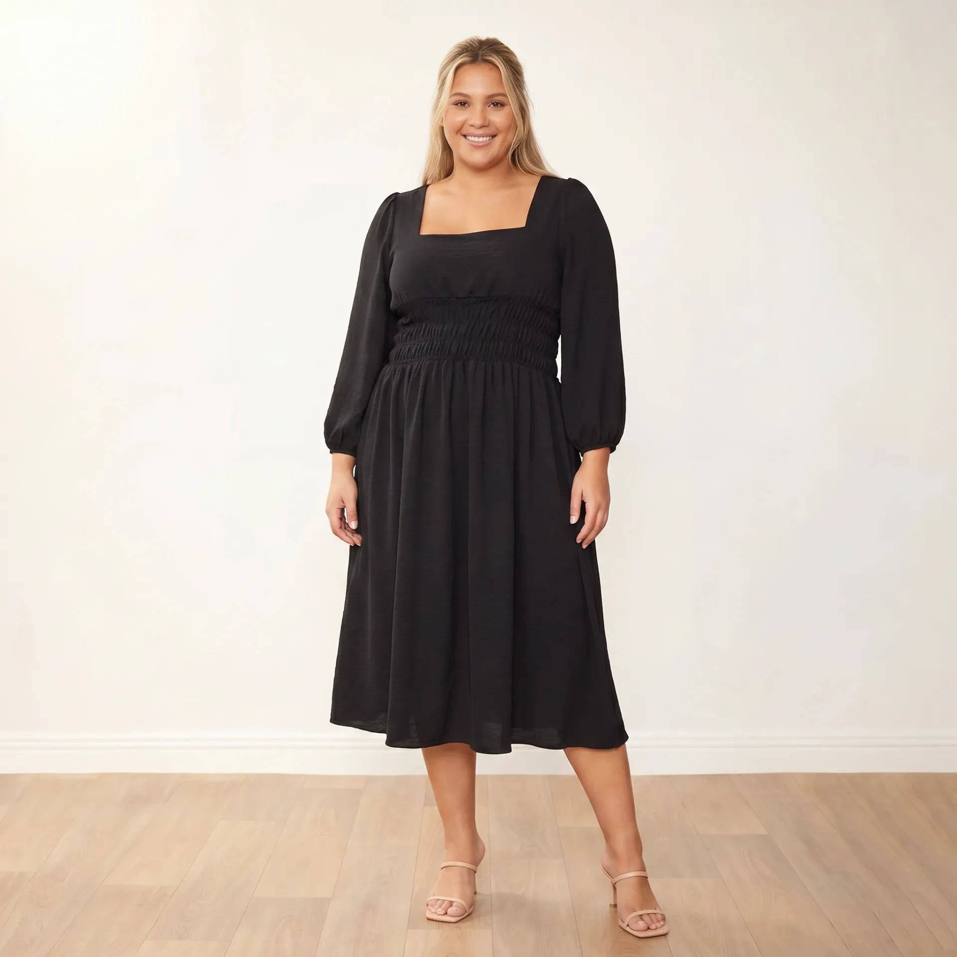 Evelyn Dress Black - Plus Size XXL Front Hero