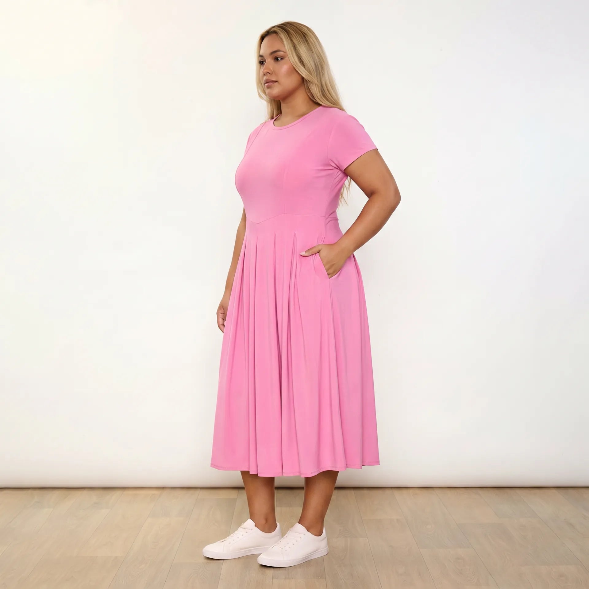 Polly Dress Pink - Plus Size XXL - Side profile