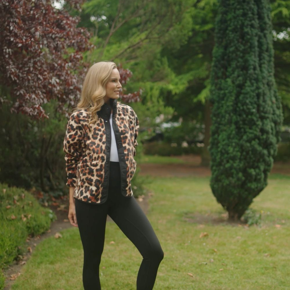 Molly Fleece Jacket (Leopard Print/Black Trim)
