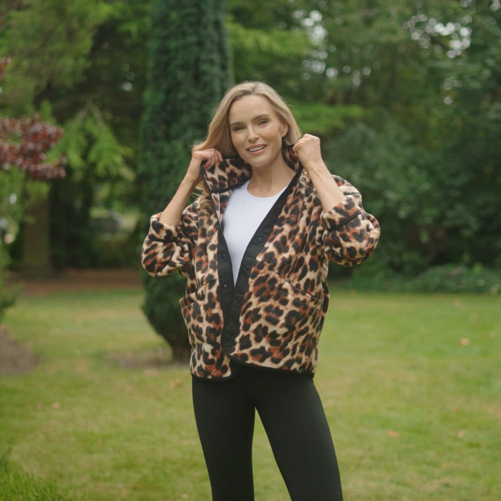 Molly Fleece Jacket (Leopard Print/Black Trim)