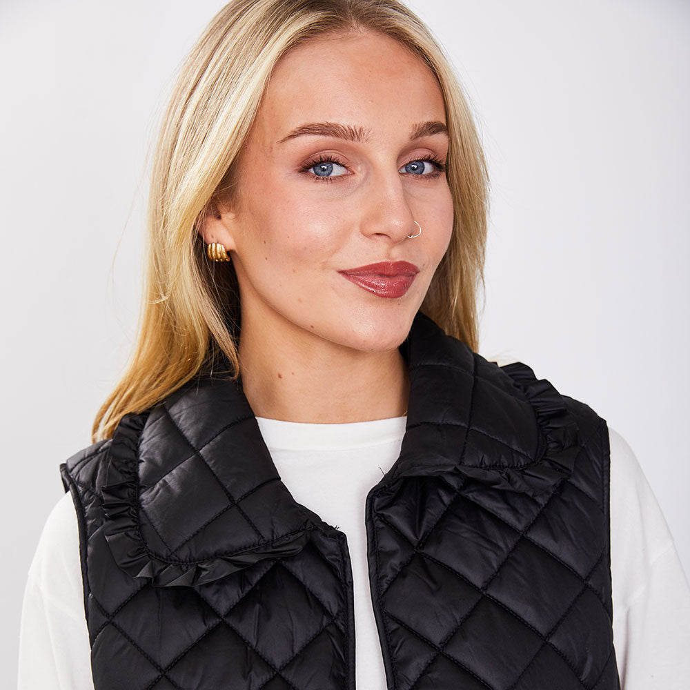 Adele Gilet (Matte Black Quilted)