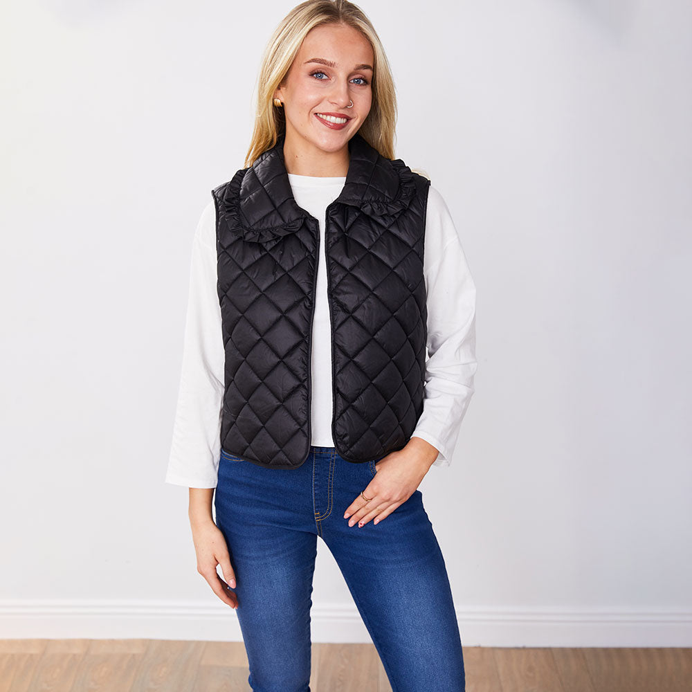 Adele Gilet (Matte Black Quilted)