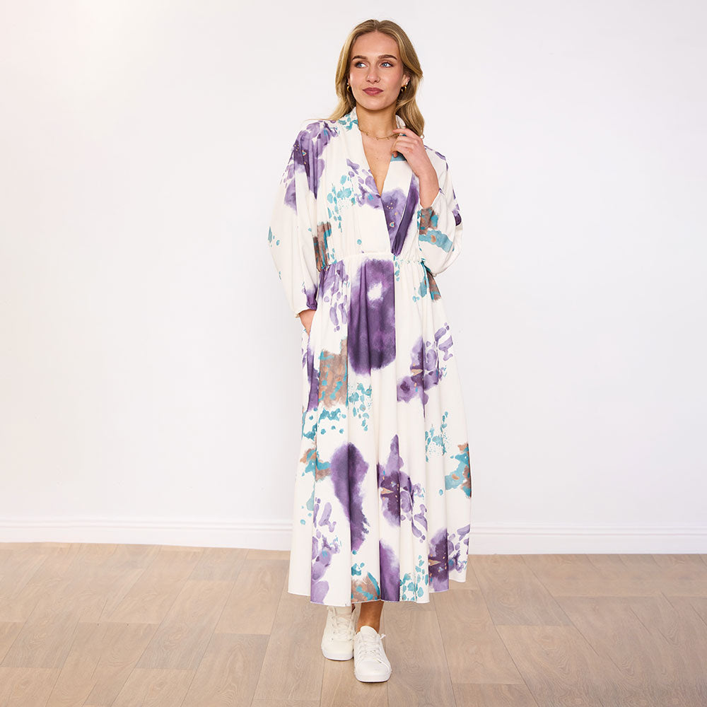 Aisling Dress (Ivory Lavender Bloom)