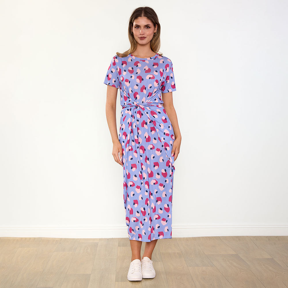 Alana Dress (Blue/Wine Abstract)