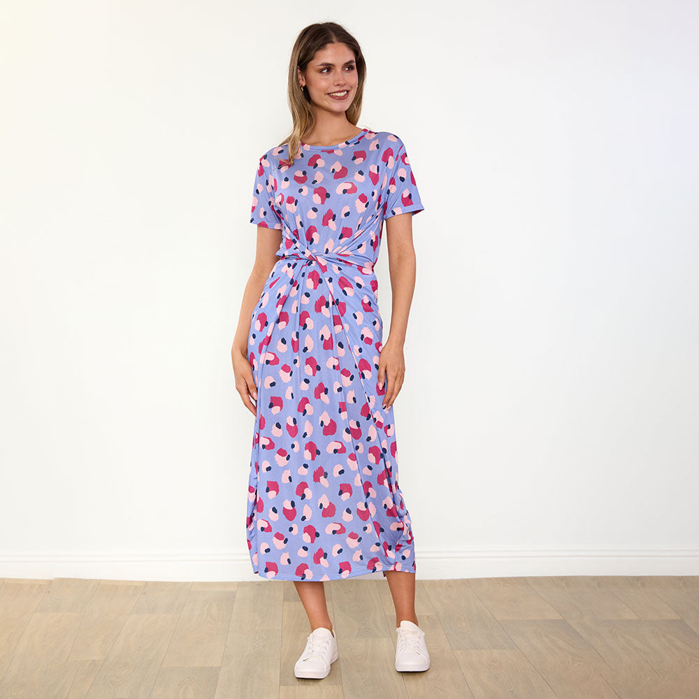 Alana Dress (Blue/Wine Abstract)