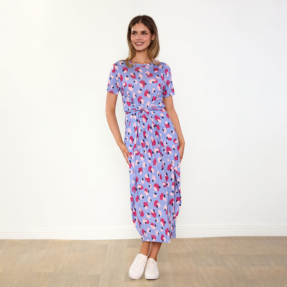Alana Dress (Blue/Wine Abstract)