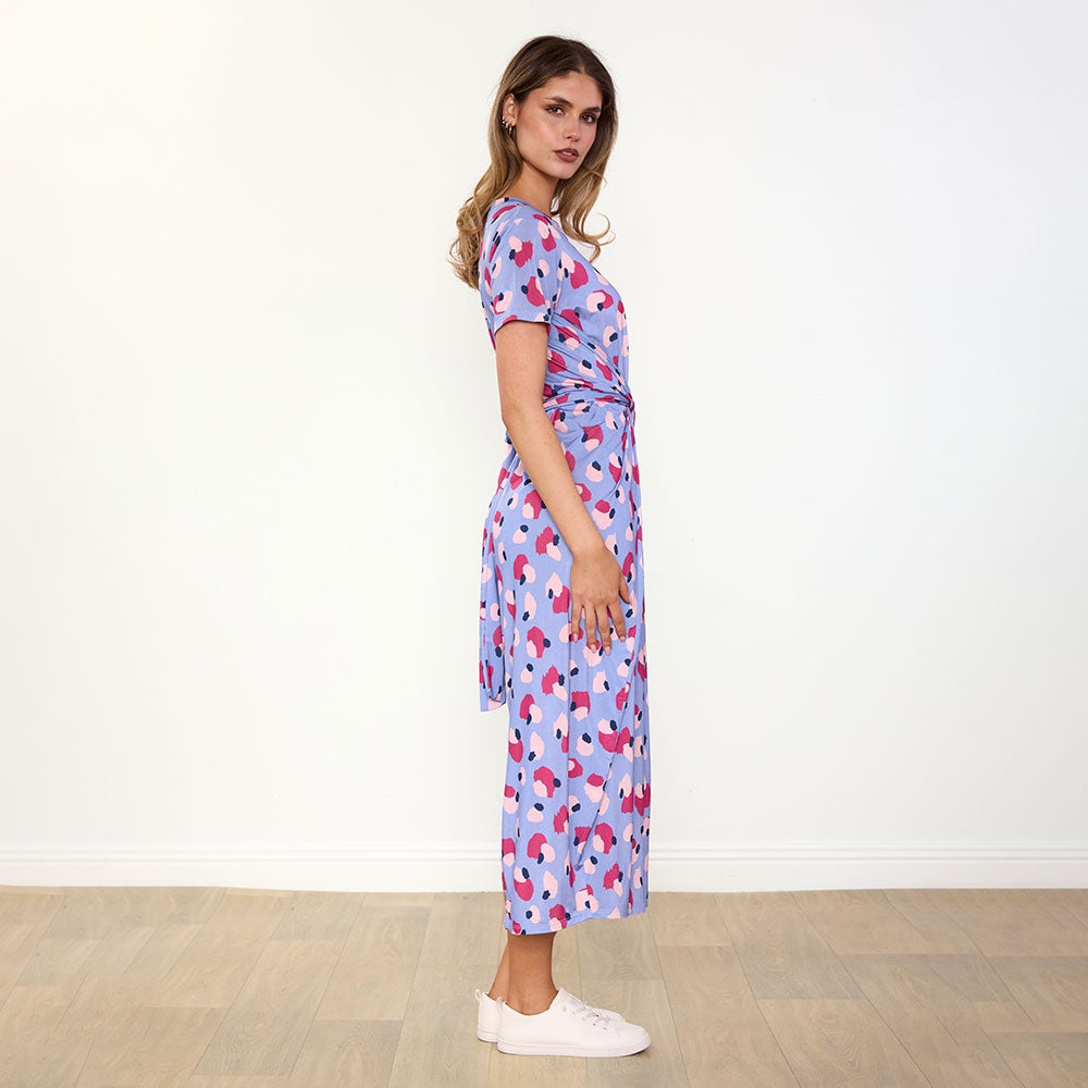 Alana Dress (Blue/Wine Abstract)
