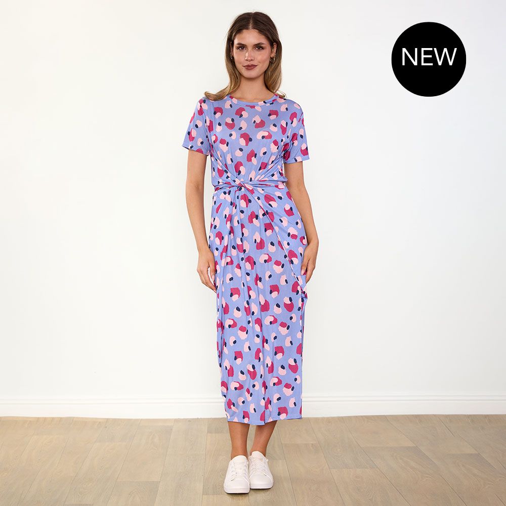 Alana Dress (Blue/Wine Abstract)