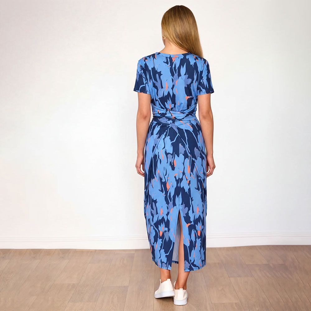 Alana Dress (Navy/Orange Abstract)