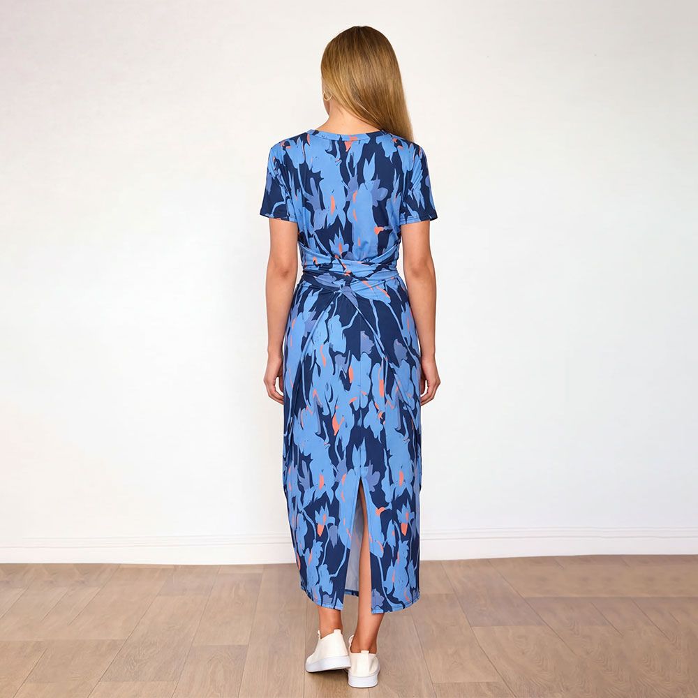 Alana Dress (Navy/Orange Abstract)