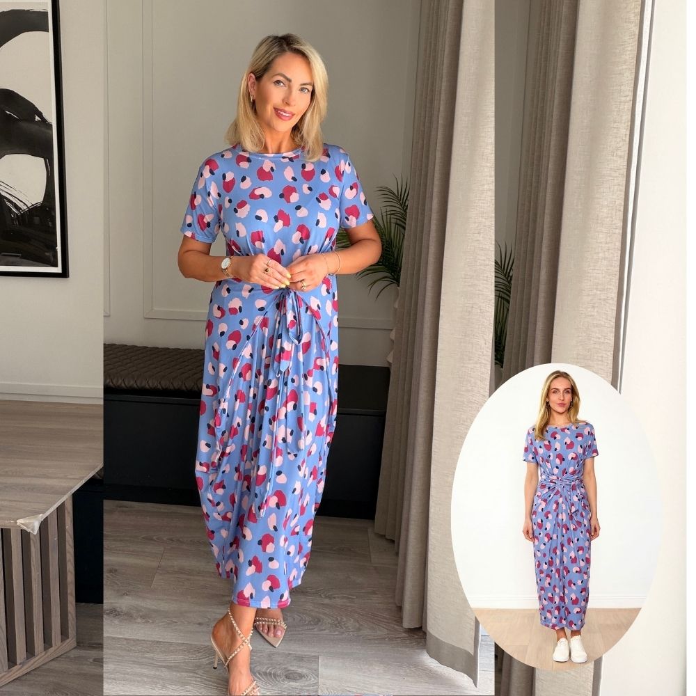 Alana Dress (Blue/Wine Abstract)