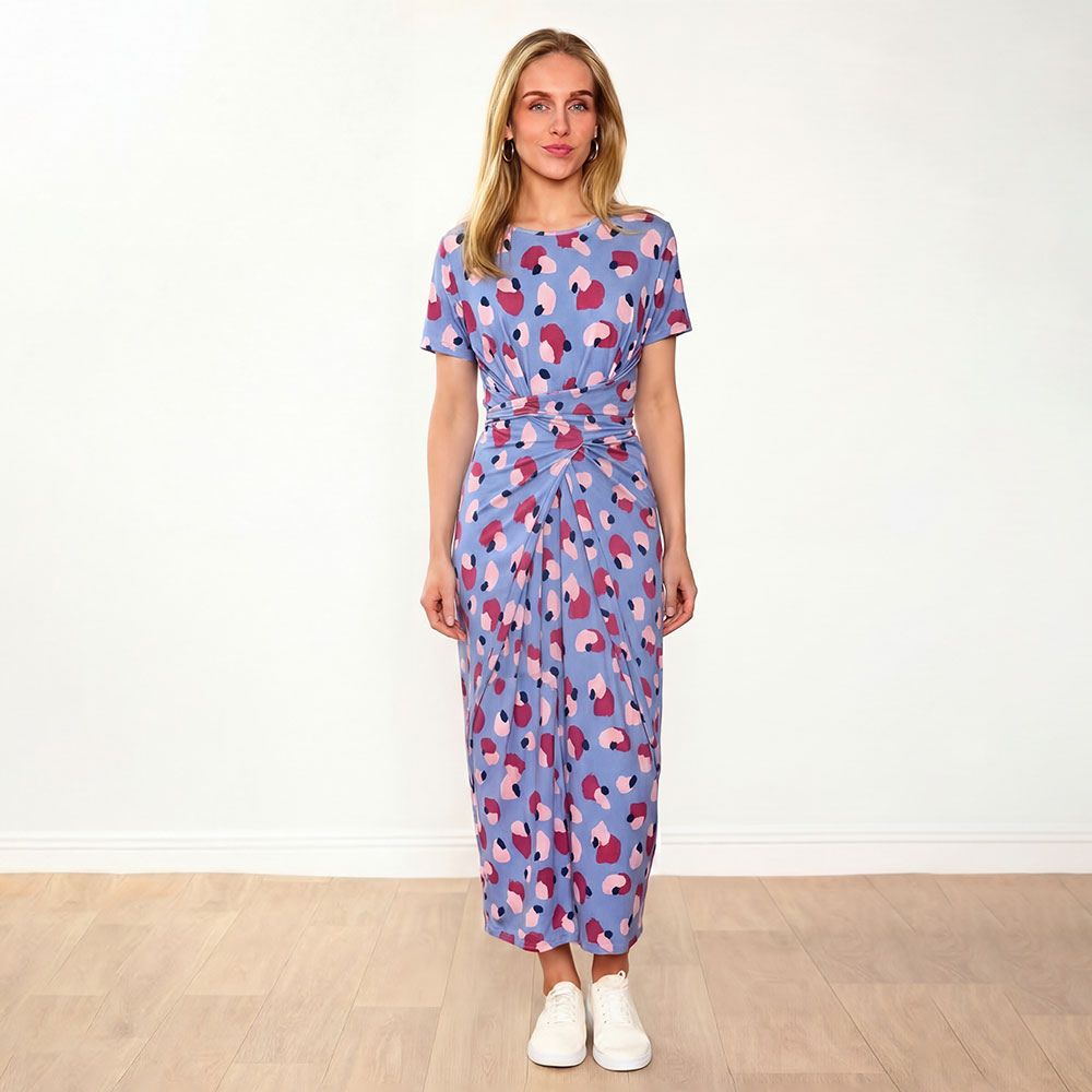 Alana Dress (Blue/Wine Abstract)