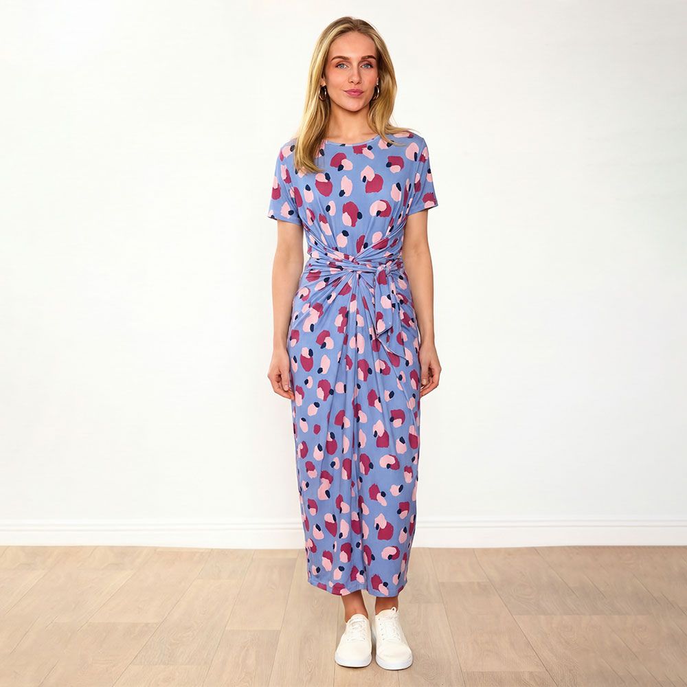 Alana Dress (Blue/Wine Abstract)