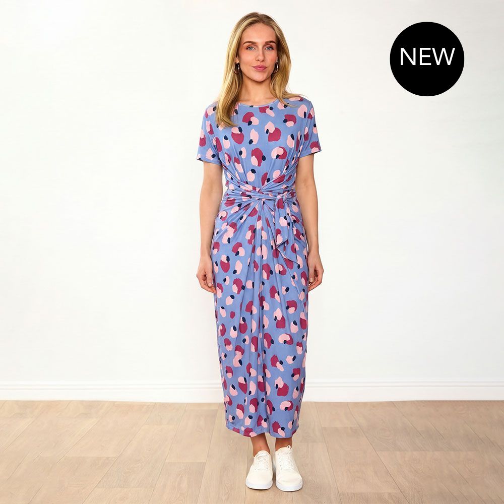 Alana Dress (Blue/Wine Abstract)