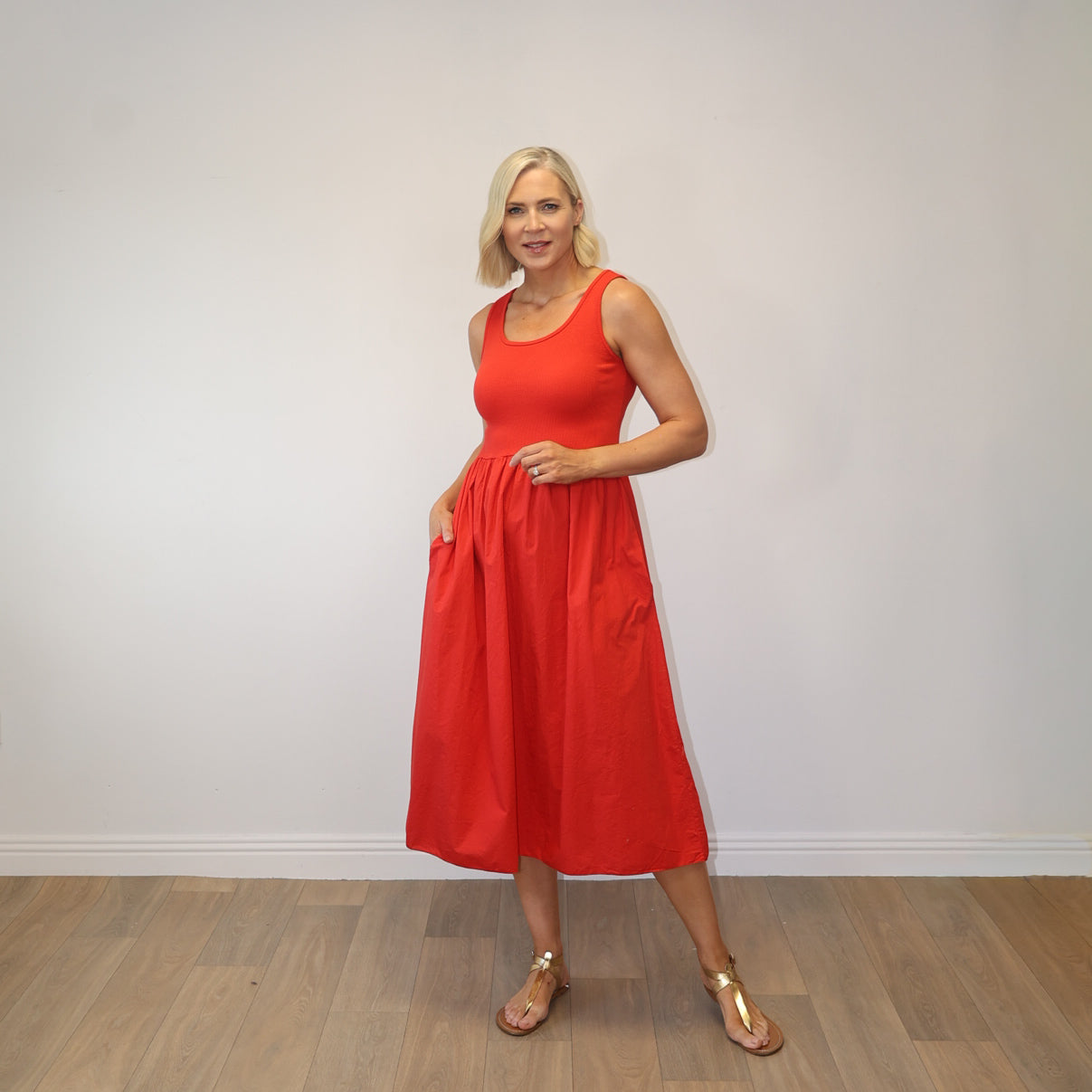 Amara Ribbed Dress (Red)