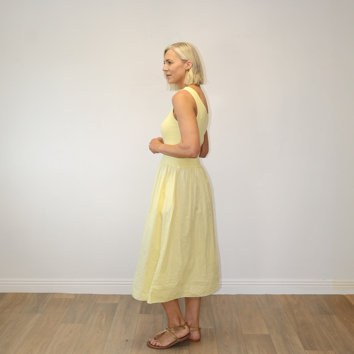 Amara Ribbed Dress (Lemon)