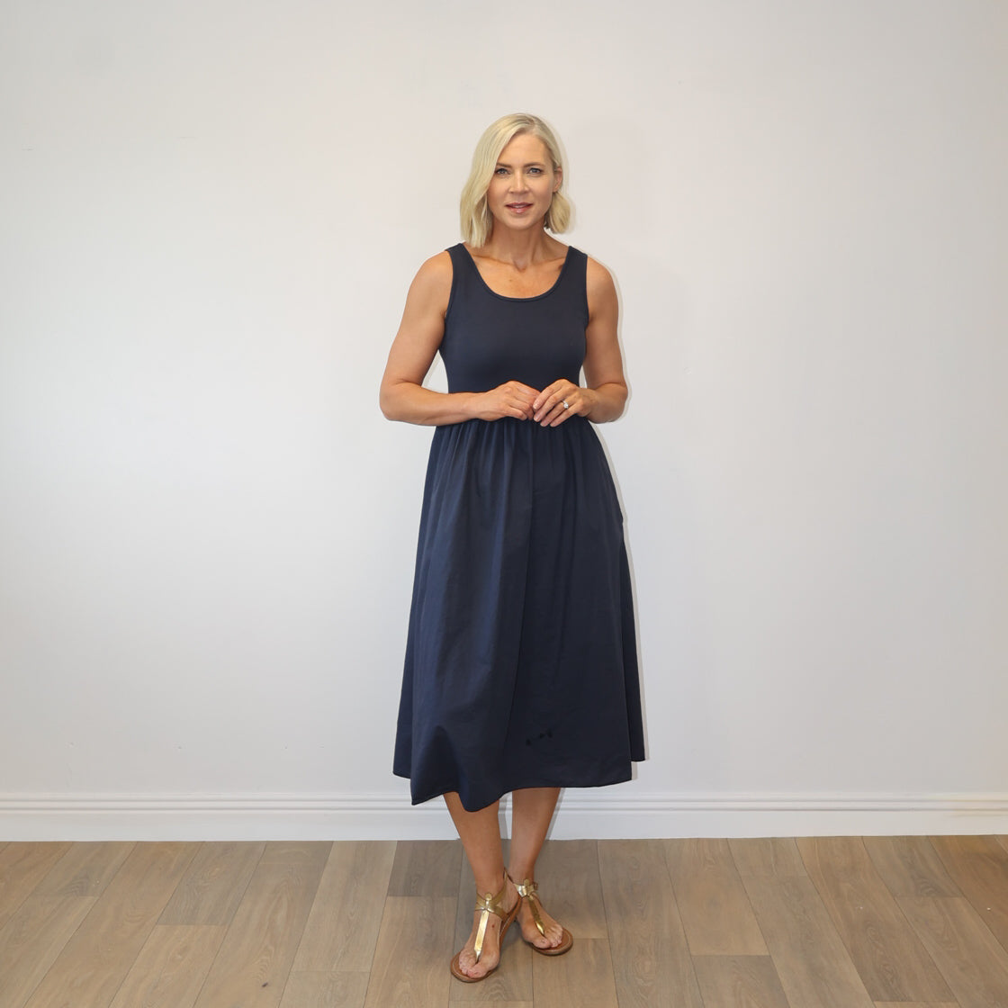Amara Ribbed Dress (Navy)
