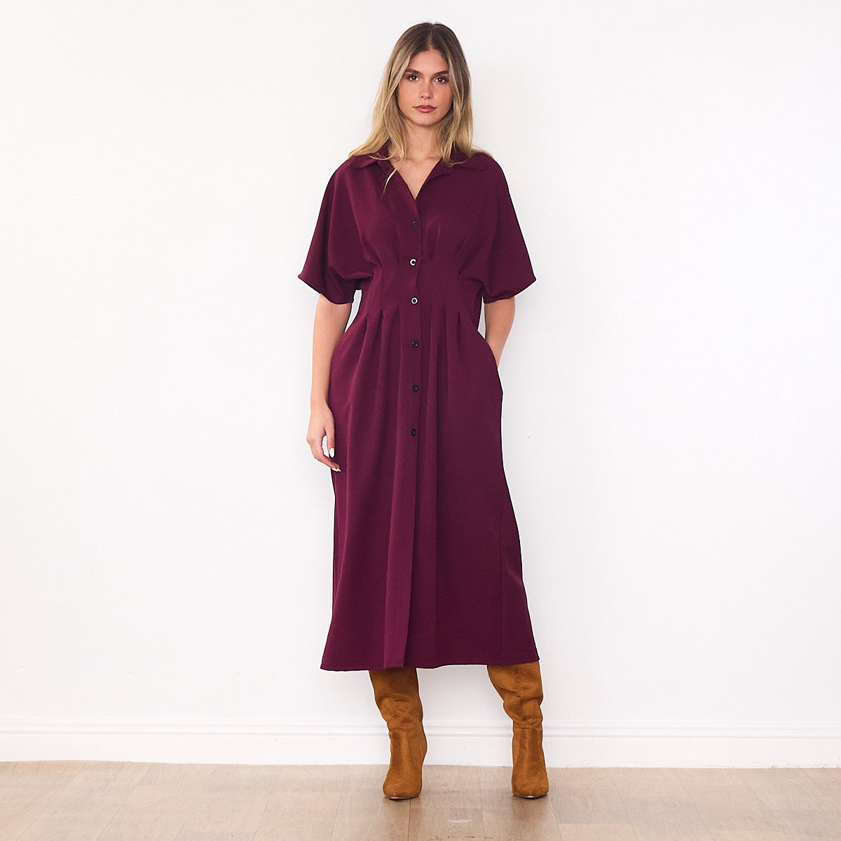 Amelia Shirt Dress (Berry)