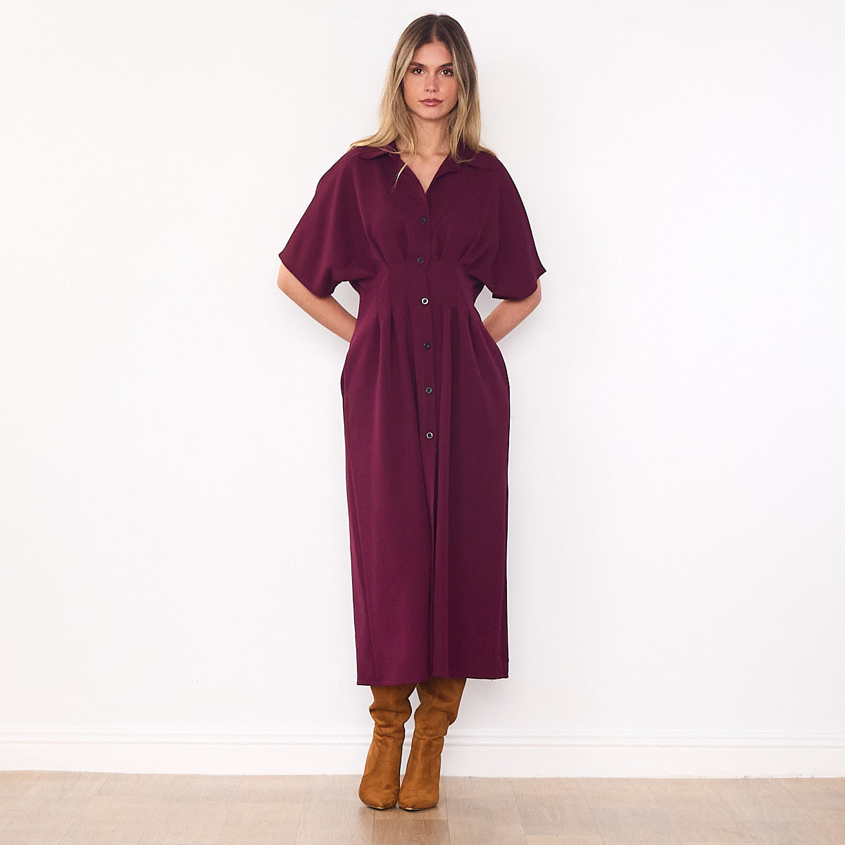 Amelia Shirt Dress (Berry)