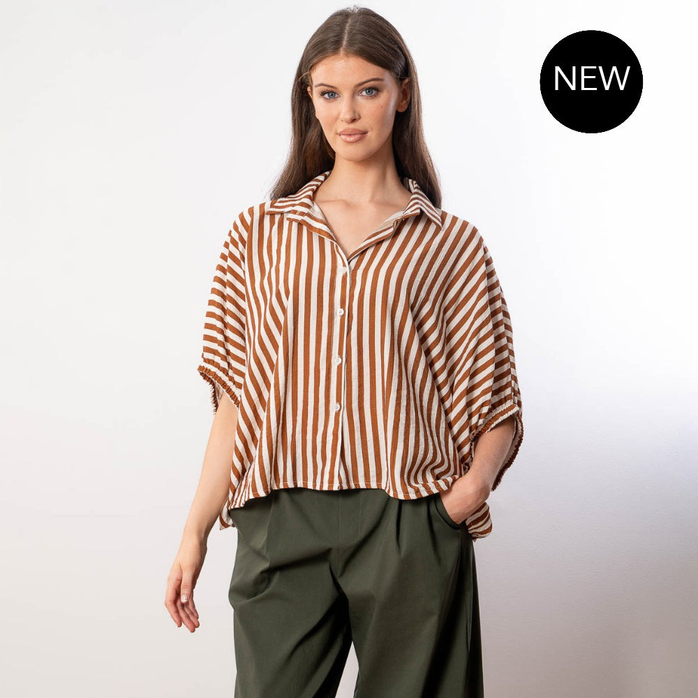 Athena Stripe Top (Brown)
