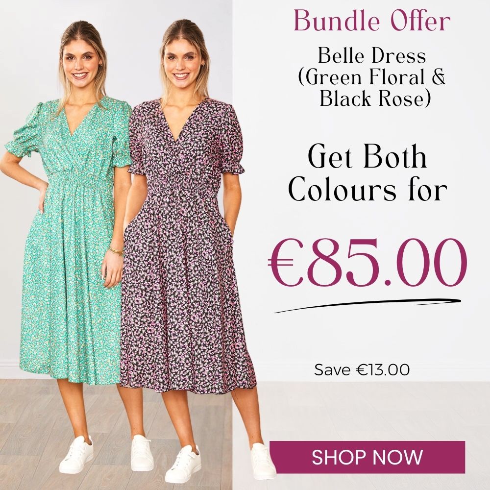 Belle Dress (Green floral & Black Rose) for €85