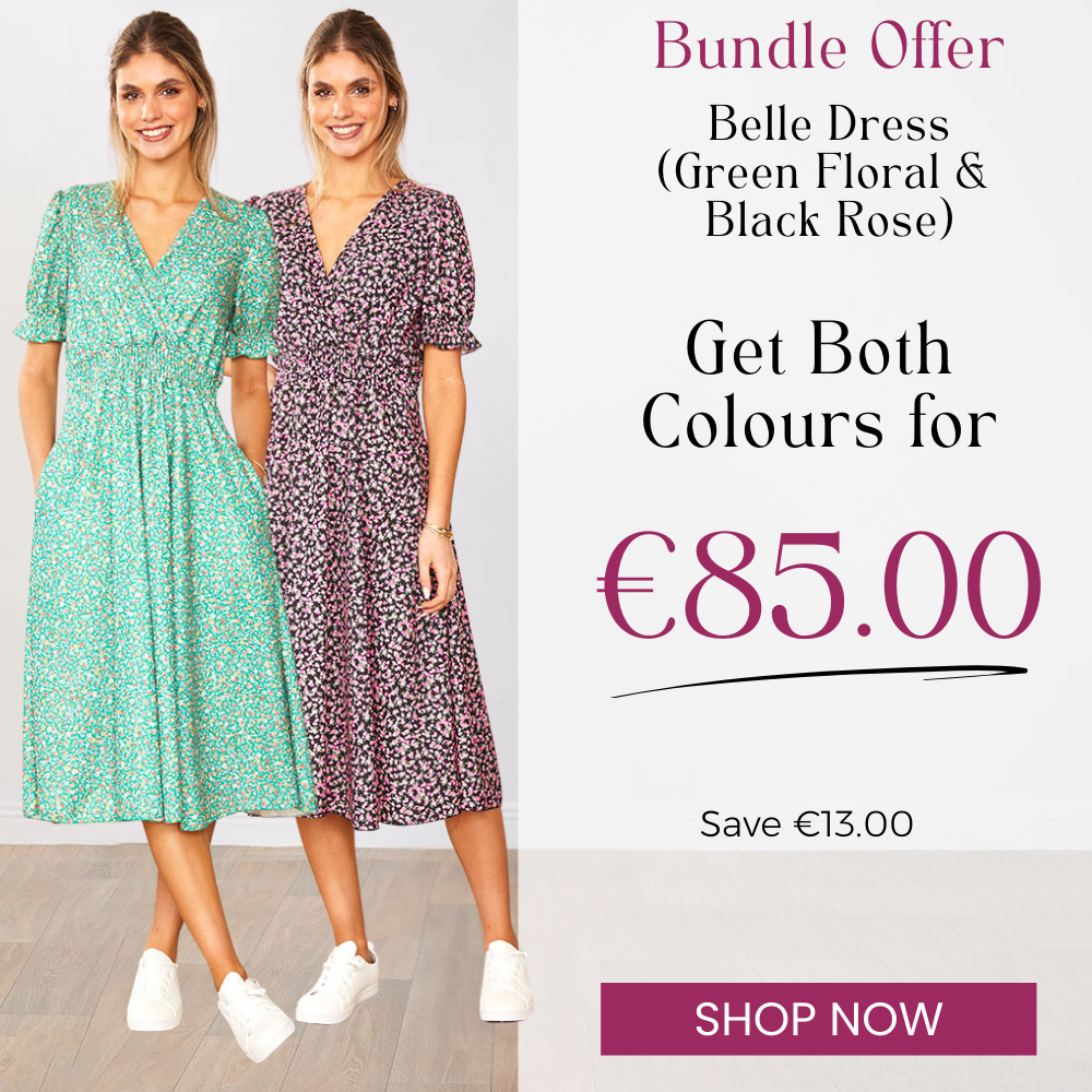 Belle Dress (Green floral & Black Rose) for €85