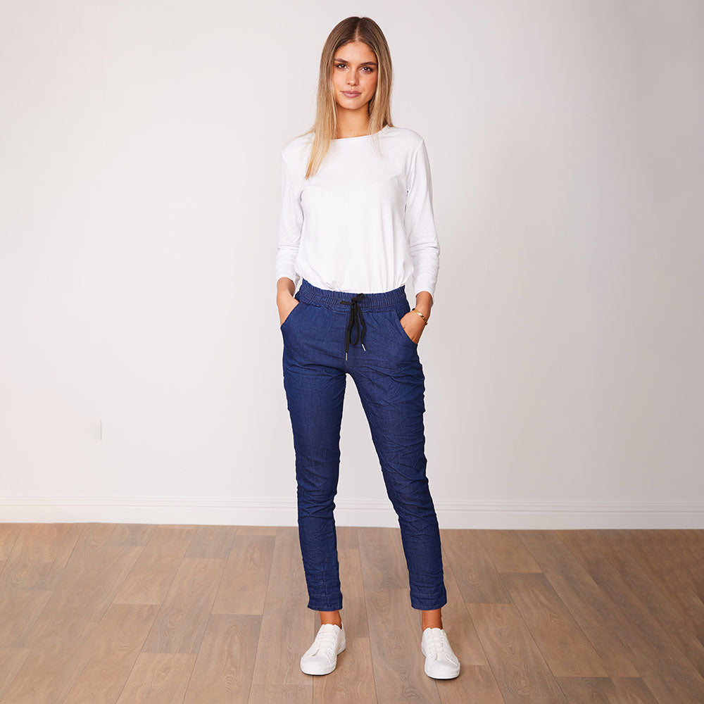 Billie Stretch Jogger (Denim) - The Casual Company