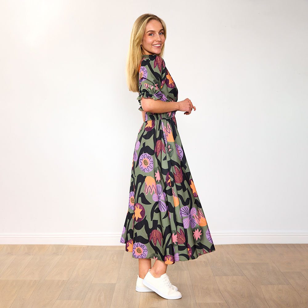 Bonnie Dress (Olive Bloom)