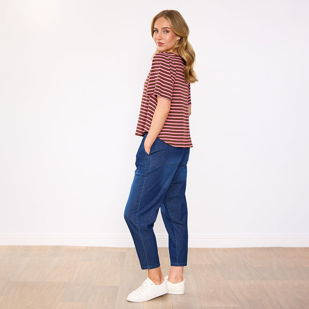 Brenna Top (Mocha Pink Stripe)