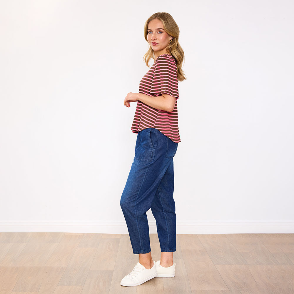 Brenna Top (Mocha Pink Stripe)