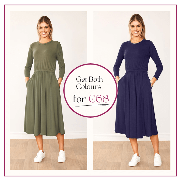 Heidi Dress Khaki & Navy (2 for €68)