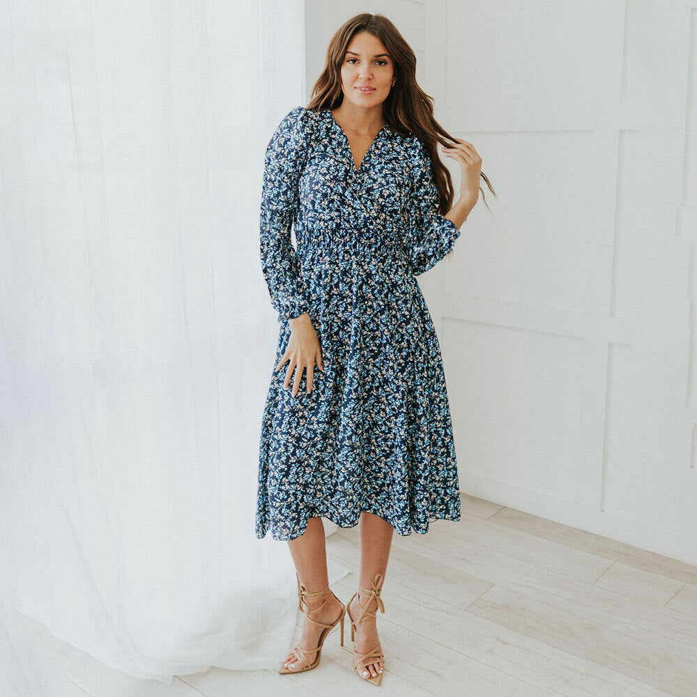 Carrie Dress (Navy Floral)