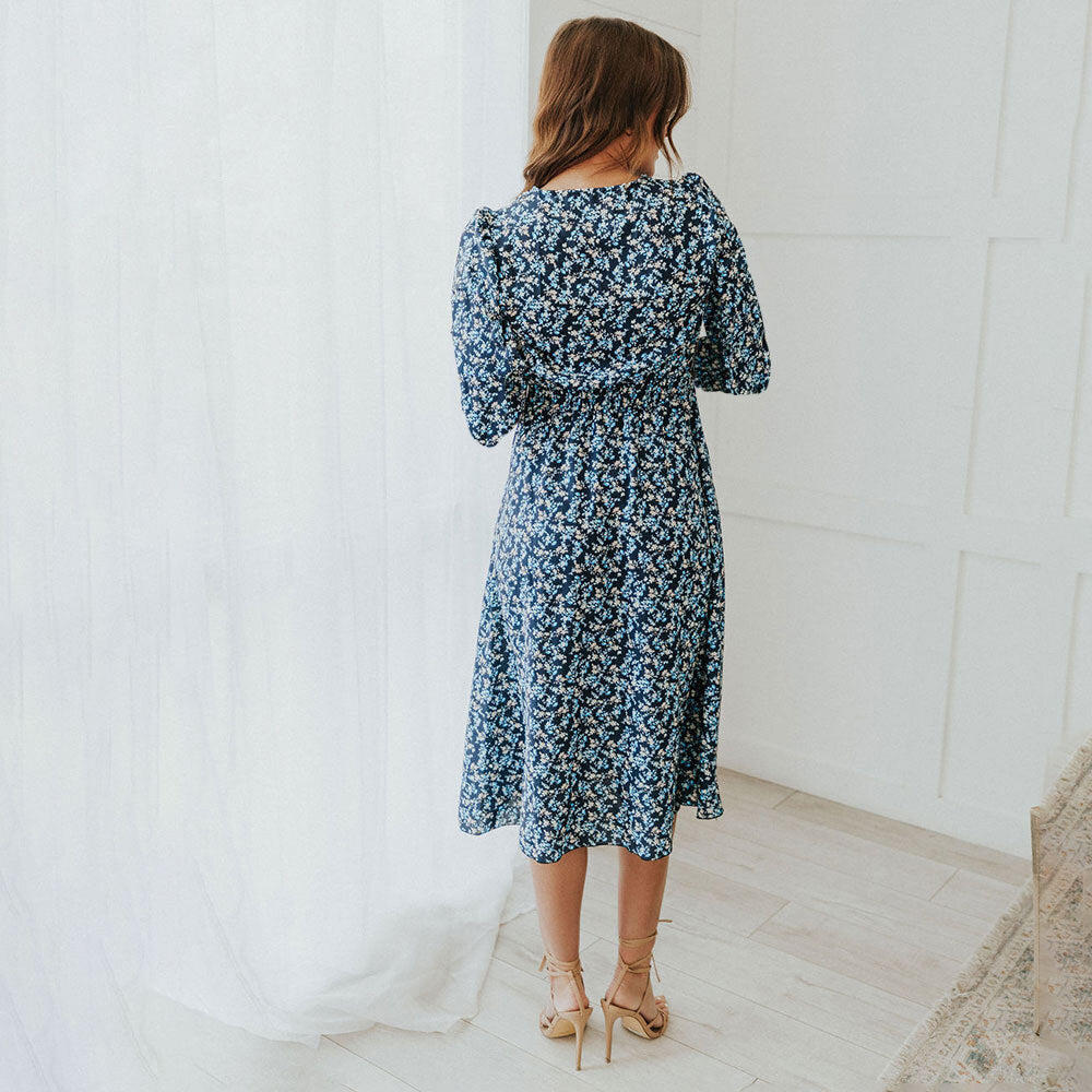 Carrie Dress (Navy Floral)