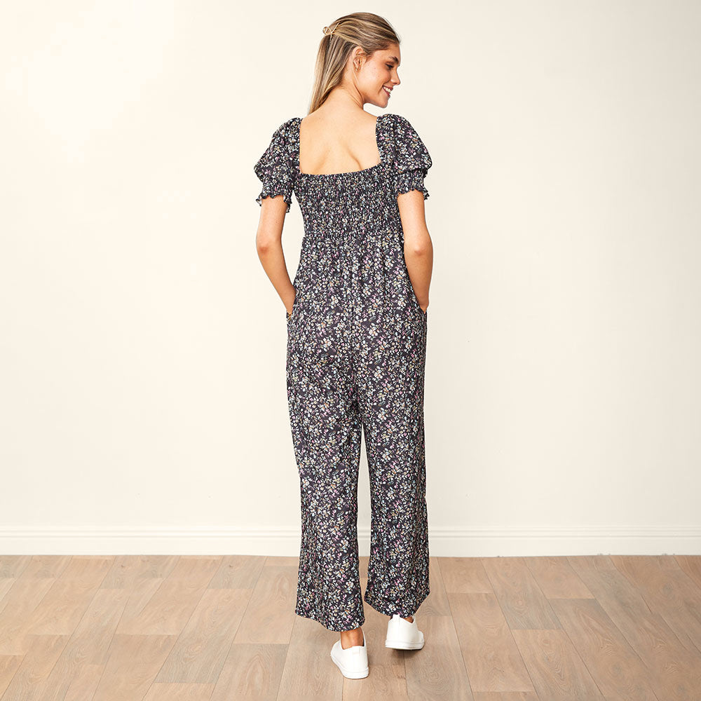 Camilla Jumpsuit (Black Floral)